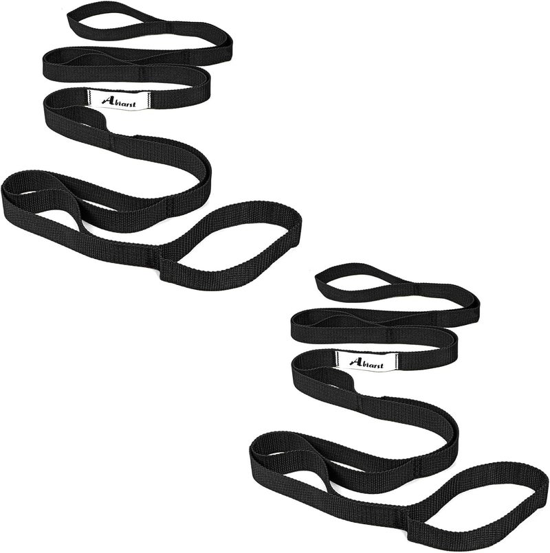 Abiarst Stretching Strap Yoga Straps for Physical Therapy, 10 Loops Non-Elastic Stretch Band for Pilates, Flexibility, Exercise and Gymnastics - Image 1